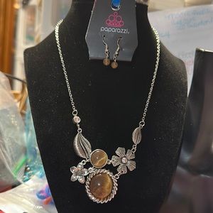 Paparazzi #848 brown moonstone necklace with matching earrings